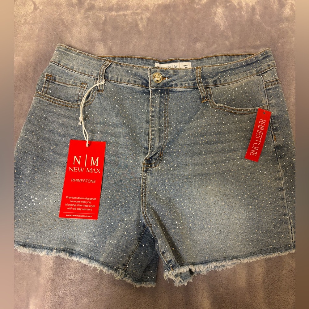 Women's Blue Rhinestone Shorts